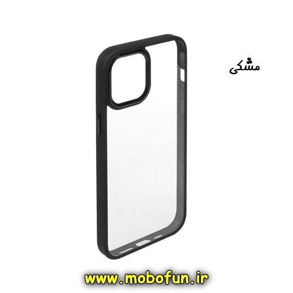 قاب گوشی iPhone 13 Pro Max آیفون طرح پشت طلق شفاف دور سیلیکونی اورجینال فلزی متال کیس Metal Case برند یونیک کیس Unique Case مشکی کد 83